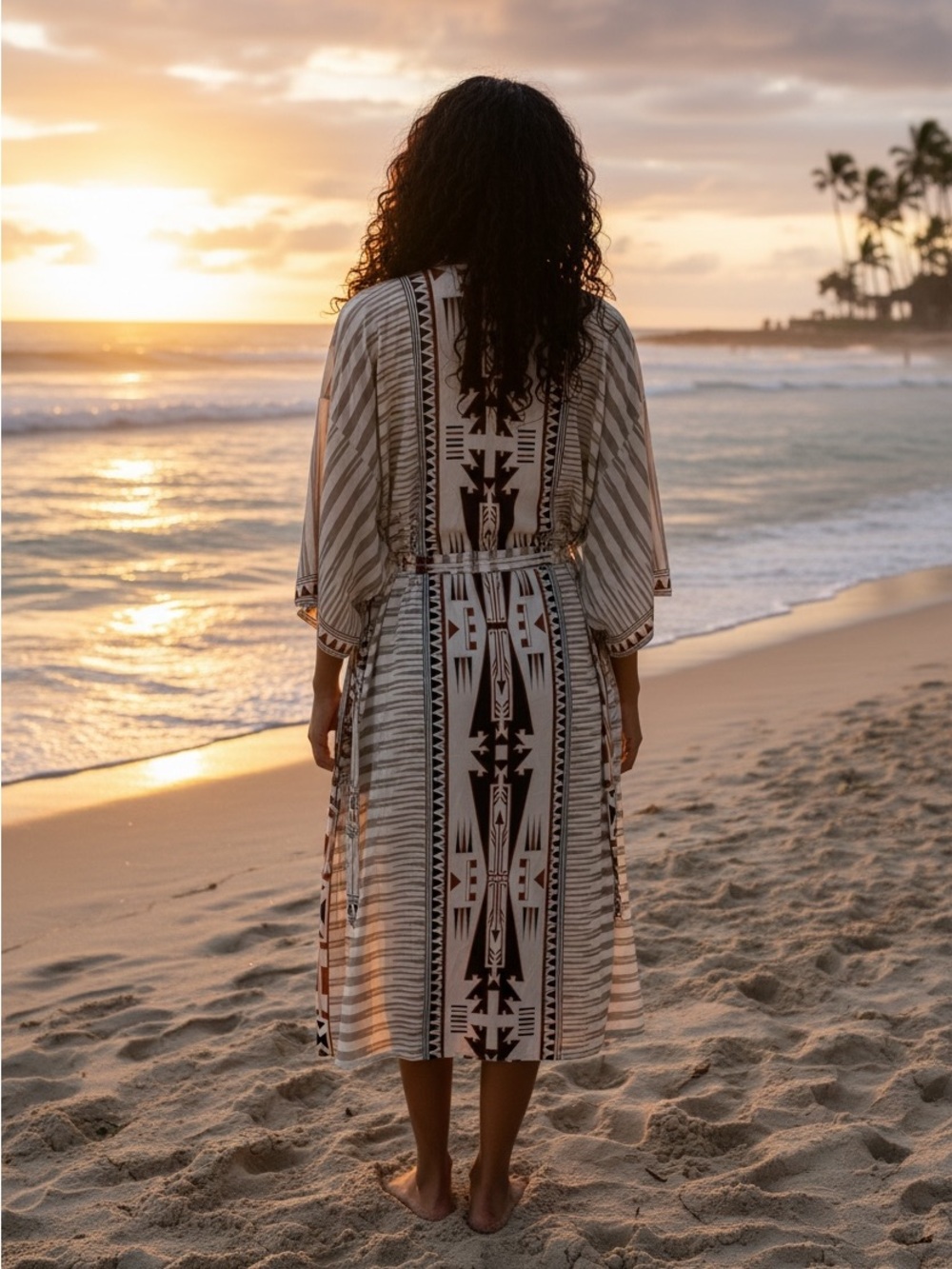NEW• Atelier Jai Find Me By The Ocean Waves Longline Kimono• OS-1X
